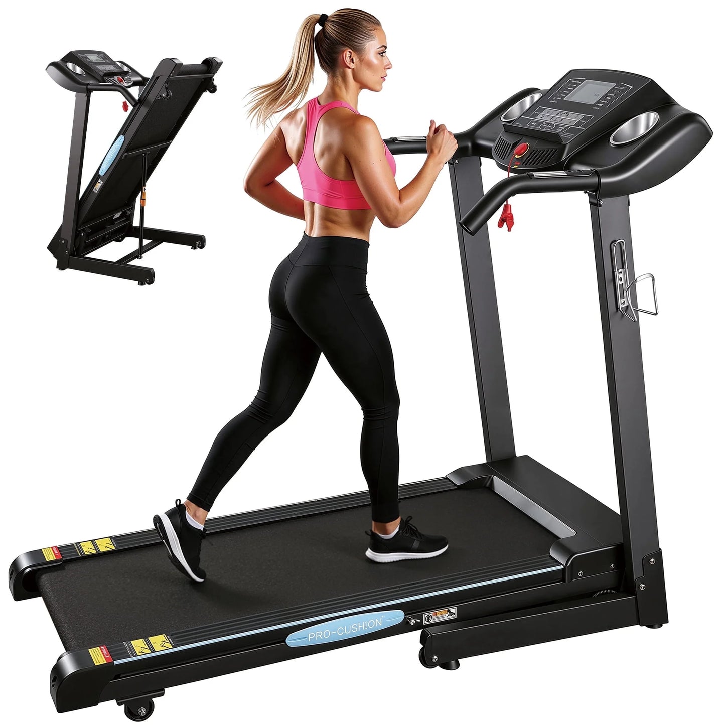 Naipo 12Level Treadmill Auto Incline 2.5HP Folding Treadmill for Home with LCD Monitor 220Lbs 8.5 Mph Speed Range