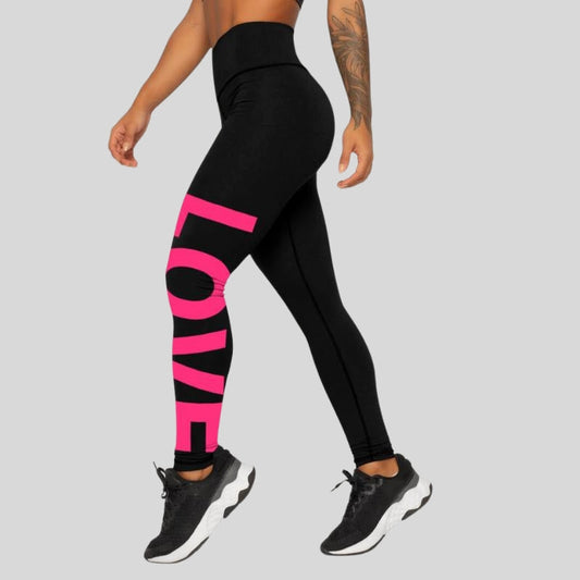 Printed "LOVE" High Waist Tummy Control Fitness Leggings