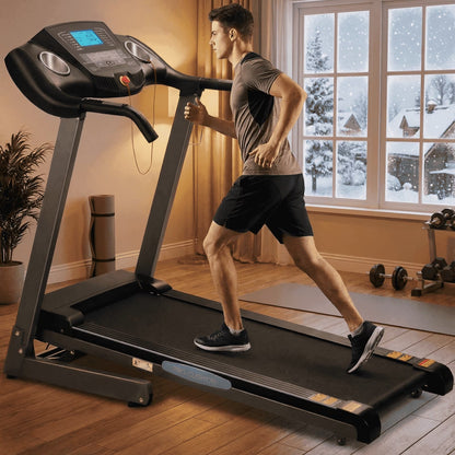Naipo 12Level Treadmill Auto Incline 2.5HP Folding Treadmill for Home with LCD Monitor 220Lbs 8.5 Mph Speed Range