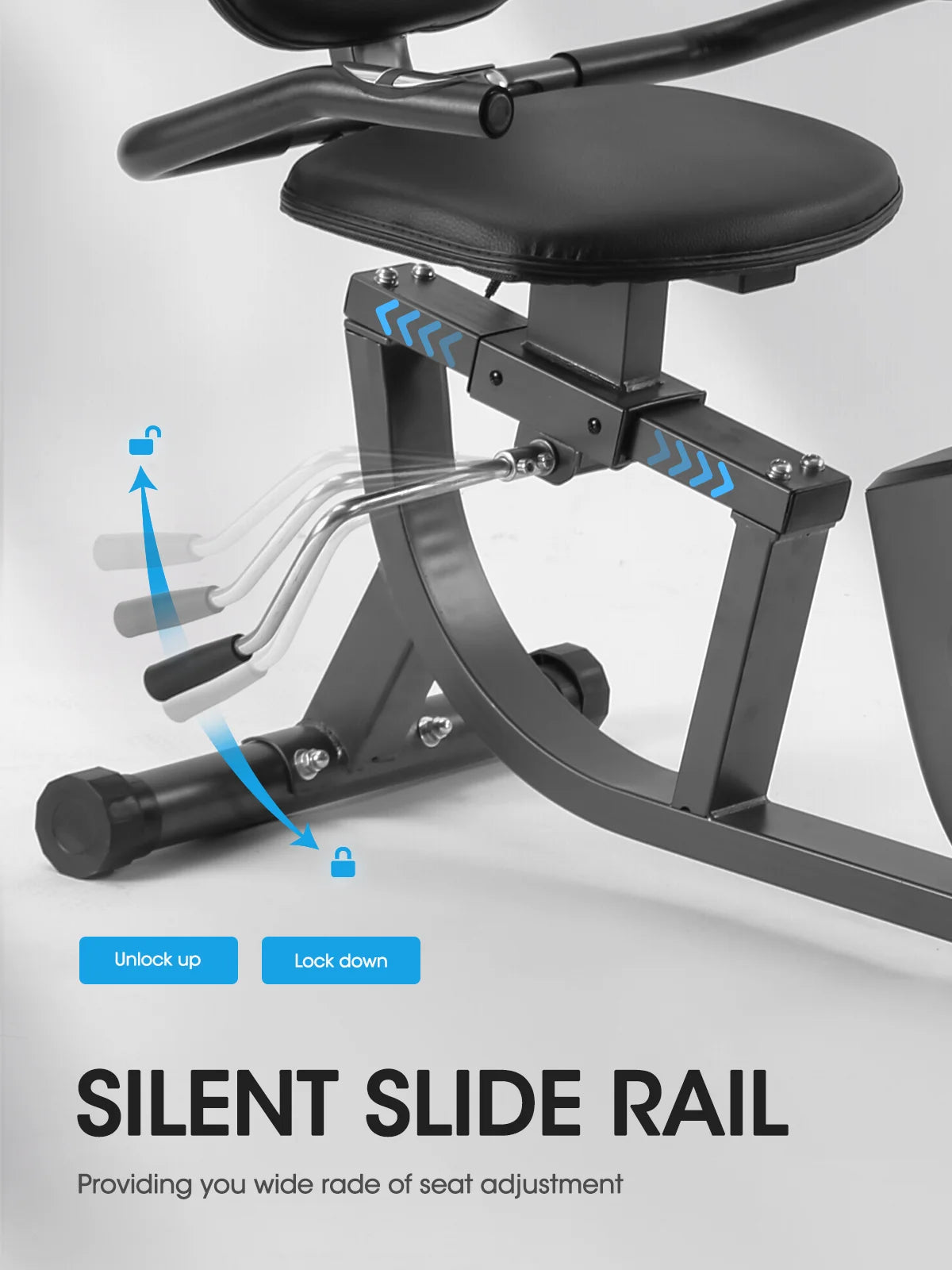 Exercise Bike Indoor Recumbent Exercise Bike Stationary with Adjustable Seat and 8 Resistance Level Seat Height Adjustment