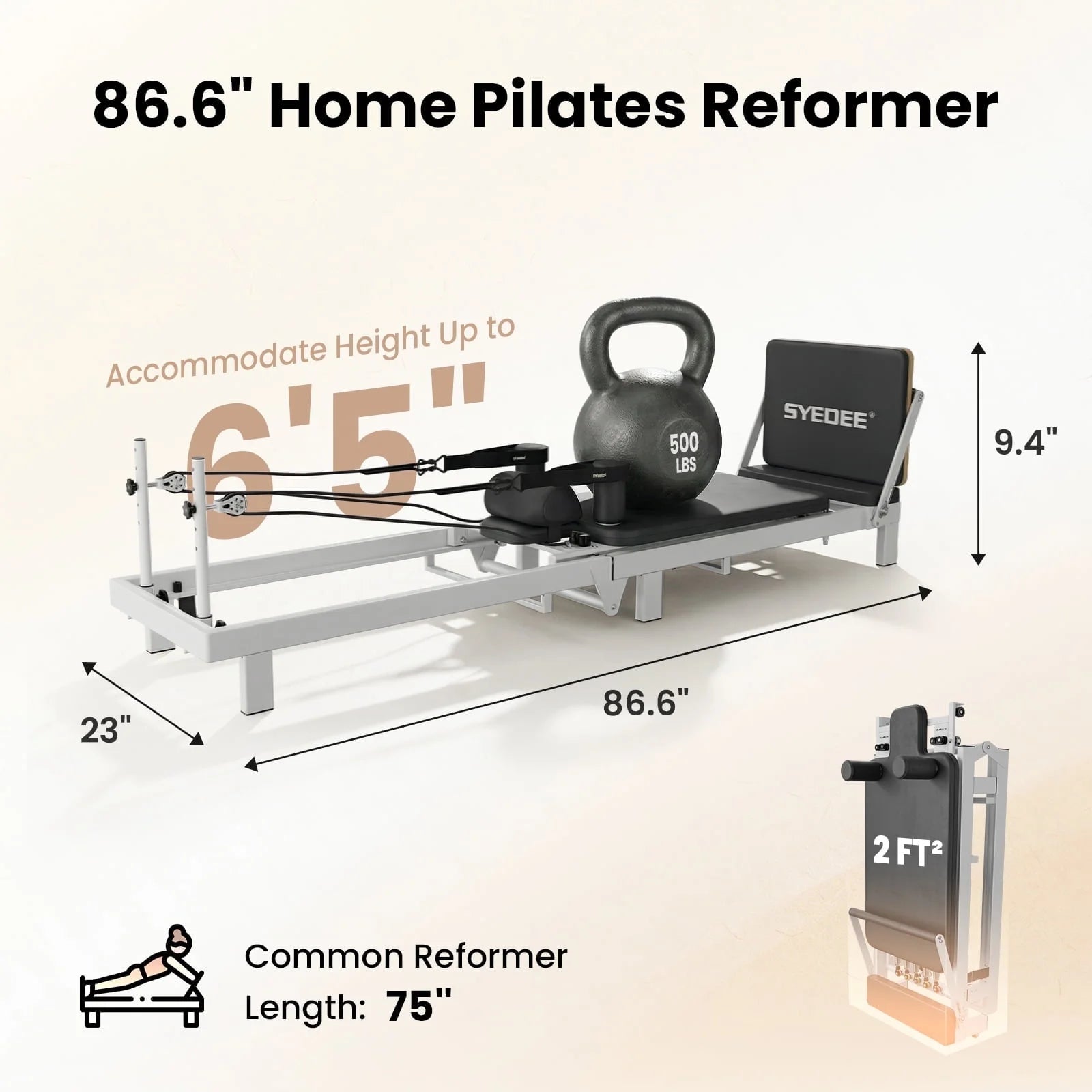 Foldable Pilates Equipment for Home Workouts,Balanced Body Pilates Reformer Machine for Home and Gym, Pilates Exercise Equipment with Jump Board, Pilates Box Set