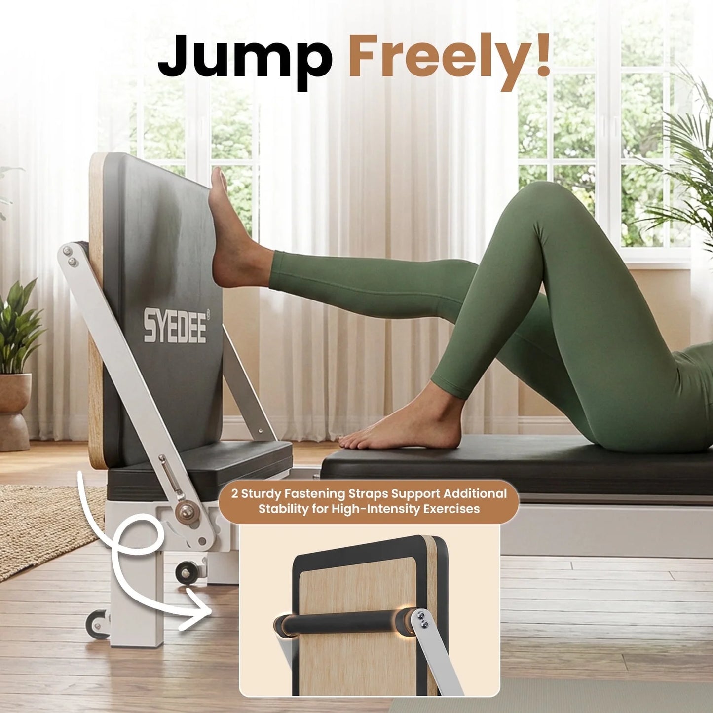 Foldable Pilates Equipment for Home Workouts,Balanced Body Pilates Reformer Machine for Home and Gym, Pilates Exercise Equipment with Jump Board, Pilates Box Set