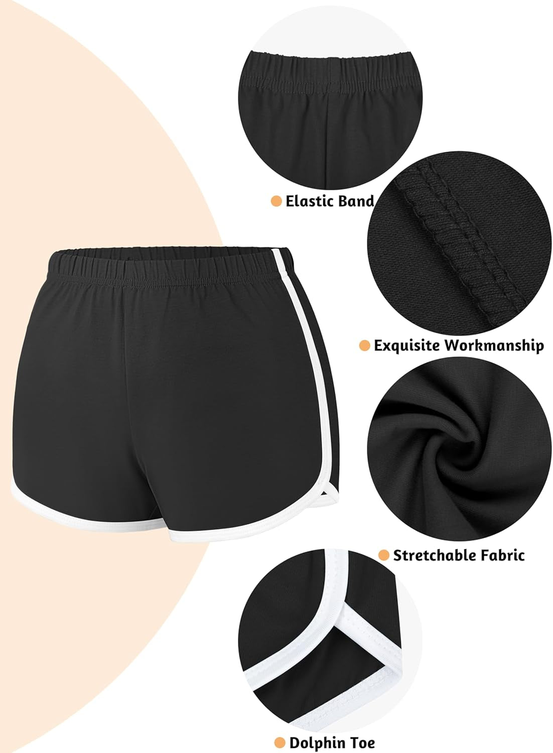 4 Pack Yoga Short Pants Cotton Sports Shorts Gym Dance Workout Shorts Dolphin Running Athletic Shorts for Women