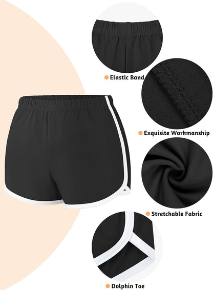 4 Pack Yoga Short Pants Cotton Sports Shorts Gym Dance Workout Shorts Dolphin Running Athletic Shorts for Women