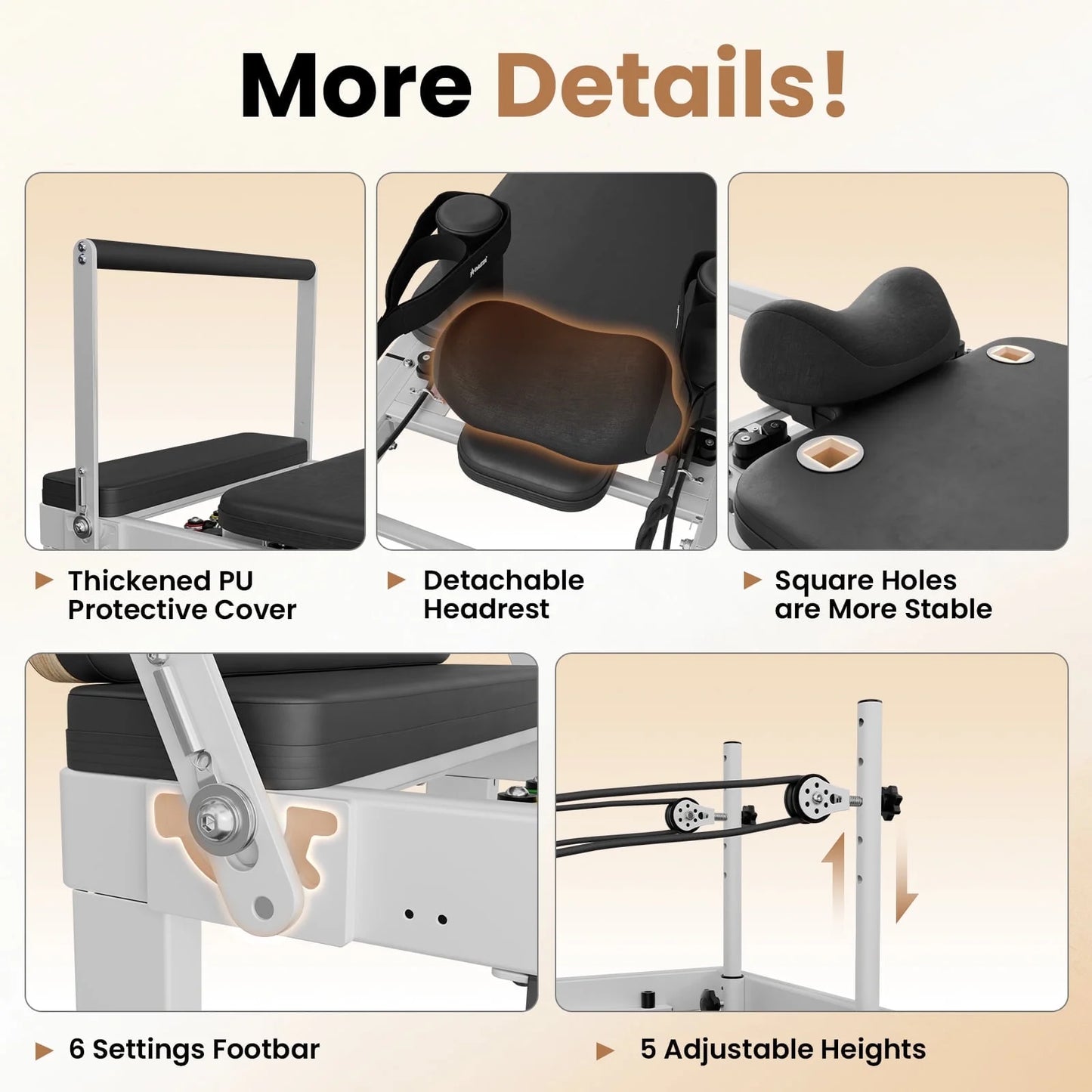 Foldable Pilates Equipment for Home Workouts,Balanced Body Pilates Reformer Machine for Home and Gym, Pilates Exercise Equipment with Jump Board, Pilates Box Set